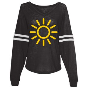 Women’s Slub Jersey Varsitee V-Neck Long Sleeve T-Shirt Thumbnail