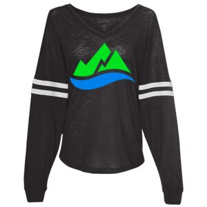 Women’s Slub Jersey Varsitee V-Neck Long Sleeve T-Shirt Thumbnail