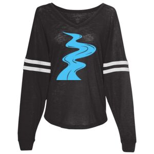 Women’s Slub Jersey Varsitee V-Neck Long Sleeve T-Shirt Thumbnail