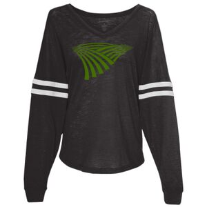 Women’s Slub Jersey Varsitee V-Neck Long Sleeve T-Shirt Thumbnail