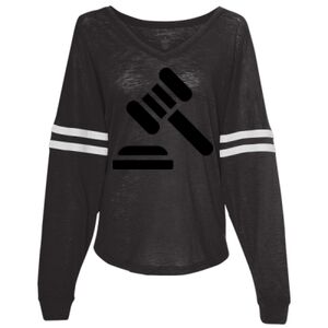 Women’s Slub Jersey Varsitee V-Neck Long Sleeve T-Shirt Thumbnail