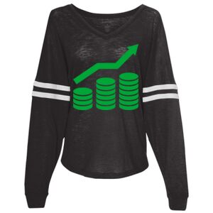 Women’s Slub Jersey Varsitee V-Neck Long Sleeve T-Shirt Thumbnail