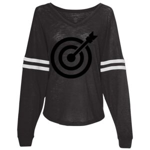 Women’s Slub Jersey Varsitee V-Neck Long Sleeve T-Shirt Thumbnail