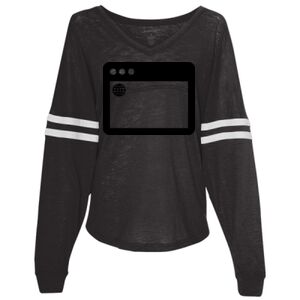 Women’s Slub Jersey Varsitee V-Neck Long Sleeve T-Shirt Thumbnail