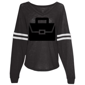 Women’s Slub Jersey Varsitee V-Neck Long Sleeve T-Shirt Thumbnail