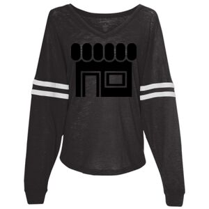 Women’s Slub Jersey Varsitee V-Neck Long Sleeve T-Shirt Thumbnail