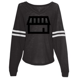 Women’s Slub Jersey Varsitee V-Neck Long Sleeve T-Shirt Thumbnail