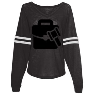 Women’s Slub Jersey Varsitee V-Neck Long Sleeve T-Shirt Thumbnail