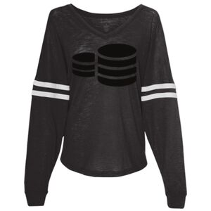 Women’s Slub Jersey Varsitee V-Neck Long Sleeve T-Shirt Thumbnail