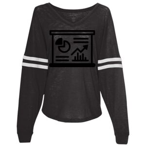 Women’s Slub Jersey Varsitee V-Neck Long Sleeve T-Shirt Thumbnail