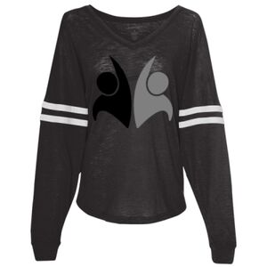 Women’s Slub Jersey Varsitee V-Neck Long Sleeve T-Shirt Thumbnail