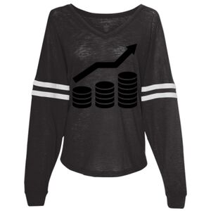 Women’s Slub Jersey Varsitee V-Neck Long Sleeve T-Shirt Thumbnail