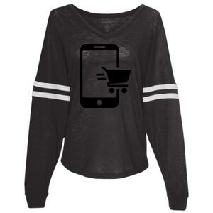 Women’s Slub Jersey Varsitee V-Neck Long Sleeve T-Shirt Thumbnail