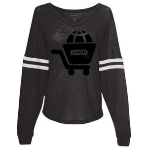 Women’s Slub Jersey Varsitee V-Neck Long Sleeve T-Shirt Thumbnail