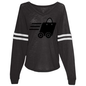 Women’s Slub Jersey Varsitee V-Neck Long Sleeve T-Shirt Thumbnail