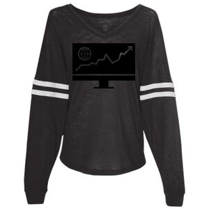 Women’s Slub Jersey Varsitee V-Neck Long Sleeve T-Shirt Thumbnail