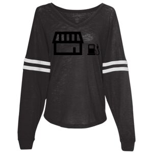 Women’s Slub Jersey Varsitee V-Neck Long Sleeve T-Shirt Thumbnail