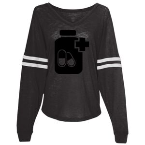 Women’s Slub Jersey Varsitee V-Neck Long Sleeve T-Shirt Thumbnail