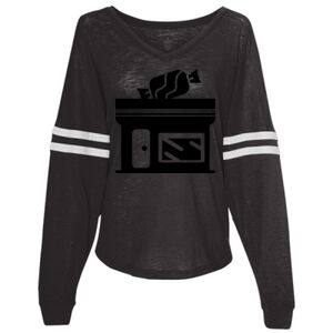 Women’s Slub Jersey Varsitee V-Neck Long Sleeve T-Shirt Thumbnail