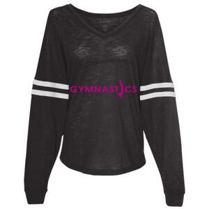Women’s Slub Jersey Varsitee V-Neck Long Sleeve T-Shirt Thumbnail