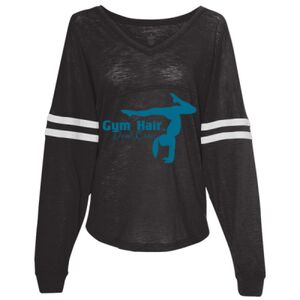 Women’s Slub Jersey Varsitee V-Neck Long Sleeve T-Shirt Thumbnail