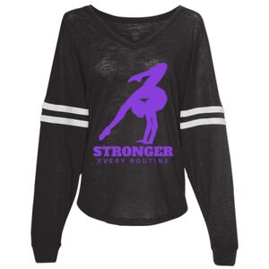 Women’s Slub Jersey Varsitee V-Neck Long Sleeve T-Shirt Thumbnail