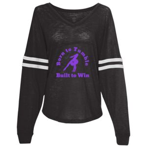Women’s Slub Jersey Varsitee V-Neck Long Sleeve T-Shirt Thumbnail