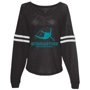 Women’s Slub Jersey Varsitee V-Neck Long Sleeve T-Shirt Thumbnail