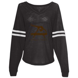 Women’s Slub Jersey Varsitee V-Neck Long Sleeve T-Shirt Thumbnail