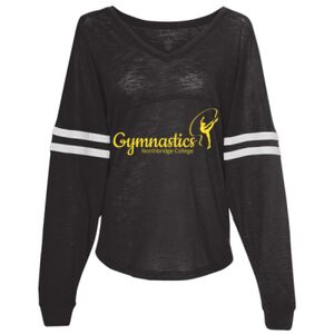 Women’s Slub Jersey Varsitee V-Neck Long Sleeve T-Shirt Thumbnail