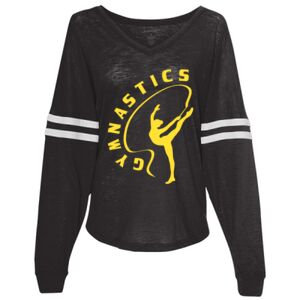 Women’s Slub Jersey Varsitee V-Neck Long Sleeve T-Shirt Thumbnail