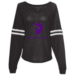 Women’s Slub Jersey Varsitee V-Neck Long Sleeve T-Shirt Thumbnail