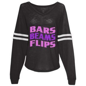 Women’s Slub Jersey Varsitee V-Neck Long Sleeve T-Shirt Thumbnail