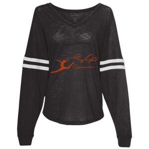 Women’s Slub Jersey Varsitee V-Neck Long Sleeve T-Shirt Thumbnail