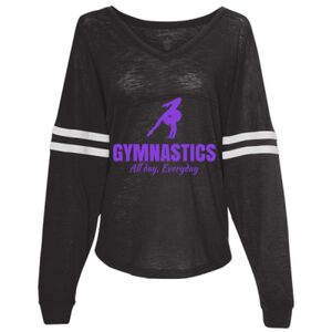 Women’s Slub Jersey Varsitee V-Neck Long Sleeve T-Shirt Thumbnail