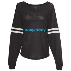 Women’s Slub Jersey Varsitee V-Neck Long Sleeve T-Shirt Thumbnail