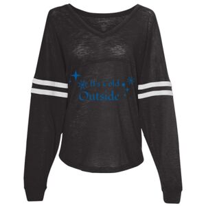 Women’s Slub Jersey Varsitee V-Neck Long Sleeve T-Shirt Thumbnail