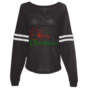 Women’s Slub Jersey Varsitee V-Neck Long Sleeve T-Shirt Thumbnail