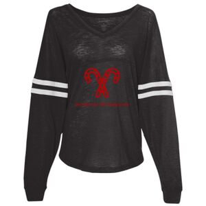 Women’s Slub Jersey Varsitee V-Neck Long Sleeve T-Shirt Thumbnail