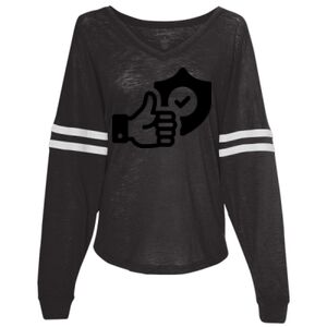 Women’s Slub Jersey Varsitee V-Neck Long Sleeve T-Shirt Thumbnail