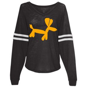 Women’s Slub Jersey Varsitee V-Neck Long Sleeve T-Shirt Thumbnail