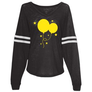 Women’s Slub Jersey Varsitee V-Neck Long Sleeve T-Shirt Thumbnail