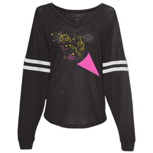 Women’s Slub Jersey Varsitee V-Neck Long Sleeve T-Shirt Thumbnail