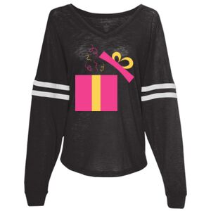 Women’s Slub Jersey Varsitee V-Neck Long Sleeve T-Shirt Thumbnail
