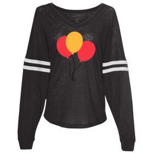 Women’s Slub Jersey Varsitee V-Neck Long Sleeve T-Shirt Thumbnail