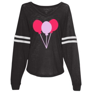 Women’s Slub Jersey Varsitee V-Neck Long Sleeve T-Shirt Thumbnail