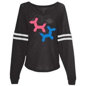 Women’s Slub Jersey Varsitee V-Neck Long Sleeve T-Shirt Thumbnail