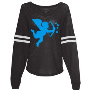 Women’s Slub Jersey Varsitee V-Neck Long Sleeve T-Shirt Thumbnail