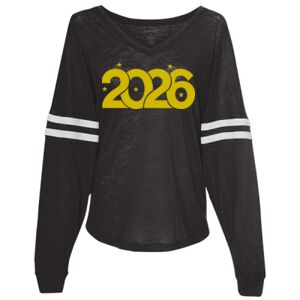 Women’s Slub Jersey Varsitee V-Neck Long Sleeve T-Shirt Thumbnail