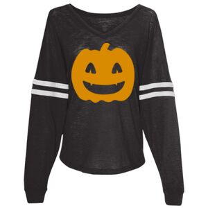Women’s Slub Jersey Varsitee V-Neck Long Sleeve T-Shirt Thumbnail